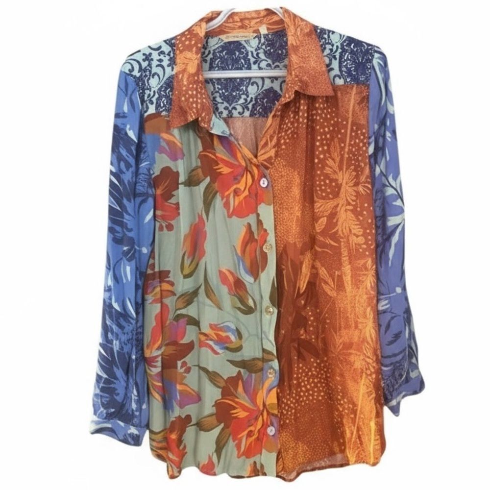 Soft Surroundings Patchwork Floral Button Down Sh… - image 2